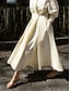 preiswerte Weißes Kleid-Damen Weißes Kleid blusenkleid Baumwoll-Leinenkleid Maxikleid Verabredung Urlaub Polyester Basic Hemdkragen Taste Tasche Langarm Sommer Frühling Regular Fit Glatt
