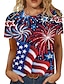 billige T-shirts til kvinde-Dame T-shirt Amerikansk flag Trykt mønster Weekend Uafhængighedsdagen Mode Kortærmet Rund hals Sort Sommer