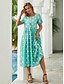 cheap Print Dresses-Women&#039;s Floral Print Crew Neck Midi Dress Daily Date Short Sleeve Summer Spring