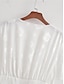 baratos vestidos lisos-Mulheres Vestido branco Minivestido Renda Frufru Férias Praia Roupa de rua Básico Decote V Manga Curta Branco Cor