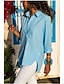cheap Women&#039;s Blouses &amp; Shirts-Women&#039;s Shirt Blouse Plain Button Asymmetric Hem Daily Casual Long Sleeve Shirt Collar Black Spring &amp; Summer
