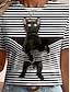 preiswerte T-Shirts für Damen-Damen T Shirt 3D cat Tier Bedruckt Täglich Wochenende Modisch Kurzarm Rundhalsausschnitt Schwarz Sommer