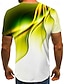 cheap Geometrical-Men&#039;s Shirt T shirt Tee Graphic Geometric 3D Round Neck Black Yellow Light Green Pink Blue 3D Print Plus Size Holiday Going out Short Sleeve Print Clothing Apparel Streetwear Exaggerated