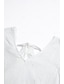 baratos Blusas e Camisas de mulher-Mulheres Camisa de renda Casamento Frente Única Ilhó Tira de Prender Branco Manga Curta Elegante à moda Decote V Verão