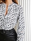 ieftine Bluze &amp; Cămăși Damă-Pentru femei Bluză Floral Dantelă Bufantă Capsă Muncă Zilnic Vacanță Zilnic femei Stilat Manșon Lung Gât Înalt Alb Vară Primăvară