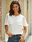 ieftine Bluze simple pentru femei-Pentru femei Cămașă Bluză Simplu Casual Bufantă Negru Manșon scurt De Bază Neon &amp; Luminos Rotund