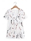 cheap Women&#039;s T-shirts-Women&#039;s T shirt Tee Feather Print Daily Fashion Short Sleeve V Neck White Summer