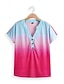 ieftine Tricouri Damă-Pentru femei Tricou Ombre Gradient de culoare Imprimeu Vacanță Stilat Manșon scurt În V Galben Vară