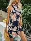 cheap Print Dresses-Women&#039;s Floral Halter Neck Mini Dress Casual Daily Sleeveless Summer