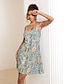 Χαμηλού Κόστους Print Φορέματα-Γυναικεία Λαχούρι Στάμπα Τιράντες Μίνι φόρεμα Στυλάτο Μπόχο Διακοπές Αμάνικο Καλοκαίρι