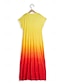 ieftine Rochii tie-dye și gradient-Rochie Maxi pentru Femei Rochie Casual Rochie de Vară Rochie Tip Shift Rochie Tropicală cu Umăr Lăsat Vacanță Ajustare Largă Ombre Curcubeu Gradient de Culori Mâneci Scurte Gât în V Albastru Mov