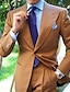 お買い得  スーツ-ホワイト イエロー バーガンディー 男性用 結婚式 スーツ ソリッド 2点セット ファッション ビジネス テイラーフィット シングルブレスト 一つボタン 2024年