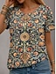 cheap Women&#039;s T-shirts-Women&#039;s T shirt Tee Tribal Abstract Daily Stylish Short Sleeve Crew Neck Brown Summer