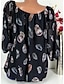 billige Blomstrede bluser-kvinders bohemebluse fjerprint lange ærmer v-hals bindebånd flydende top hvid brun afslappet strand festival slid afslappet pasform forår sommer tøj tøj