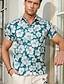 cheap Floral Print-Men's Tropical Flowers Flower / Plants Summer Shirt Casual Shirt Beach Shirt Short Sleeve Shirt Lapel Fashion Classic Casual Beach Vacation Hawaiian Red Blue Green S M L