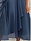 cheap Plain Dresses-Women&#039;s Lace Dress Midi Dress Chiffon Lace Patchwork Date Vacation Streetwear Casual V Neck Short Sleeve Blue Green Color