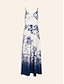 cheap Print Casual Dress-Satin Building Print Tie Maxi Dress