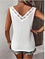 ieftine Bluze simple pentru femei-Rezervor Pentru femei Alb Simplu Dantelă Stradă Zilnic Modă În V Fit regulat S