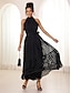 ieftine rochii simple-Pentru femei Rochii Tricot Rochie Maxi Plasă Elegant Epocă Gâtul halter Fără manșon Negru Culoare