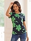 cheap Women&#039;s T-shirts-Women&#039;s T shirt Tee Floral Print Daily Fashion Short Sleeve Crew Neck Green Summer