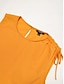 זול חולצות, חולצות וחולצות-בגדי ריקוד נשים 100% כותנה צבע אחיד / רגיל יום יומי\קז&#039;ואל בלי שרוולים צהוב שרוך ללא שרוולים חולצות צווארון צווארון קיץ