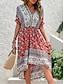 Χαμηλού Κόστους Print Φορέματα-Γυναικεία Καθημερινό φόρεμα Φόρεμα ριχτό από τη μέση και κάτω Φόρεμα σε γραμμή Α Φλοράλ Στάμπα Ασύμμετρο Λαιμόκοψη V Μίντι φόρεμα Etnic Καθημερινό Καθημερινά Διακοπές Κοντομάνικο Καλοκαίρι