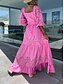 voordelige Witte kanten jurken-Dames Maxi-jurk Witte jurk Casual jurk Swingjurk A lijn jurk Streetwear Maxi Basic Vakantie Straat Feestdagen Normale pasvorm 3/4 mouw Vierkante hals Wit Blozend Roze Paars Abrikoos Zomer