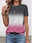 preiswerte T-Shirts für Damen-Damen T Shirt Farbverlauf Täglich Stilvoll Kurzarm Rundhalsausschnitt Rosa Sommer