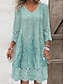 Χαμηλού Κόστους απλά φορέματα-Γυναικεία Δαντέλα Φόρεμα Καθημερινό φόρεμα Φλοράλ Δαντέλα Κουρελού Λαιμόκοψη V Μίνι φόρεμα Καθημερινό Καθημερινά Ημερομηνία Καλοκαίρι