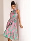 cheap Print Dresses-Women&#039;s Floral Halter Neck Midi Dress Sleeveless Summer