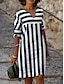 abordables Robes à motifs-Femme Robe Droite Imprimer Col fendu Robe mi-longue du quotidien Rendez-vous Demi Manches Eté Printemps