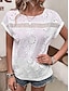 رخيصةأون ملابس علوية أساسية للنساء-قميص بلوزة نسائي أبيض سهل مقصوص شارع مناسب للبس اليومي موضة رقبة دائرية عادي S