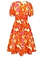 ieftine Rochii casual florale-Pentru femei Rochii Midi Rochie casual Rochie leagăn Rochie A line Rochie de vară Stilat Casual Vacanță Zilnic Dată Fit regulat Floral Manșon scurt În V Albastru piscină Trifoi Vară