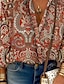 tanie Bluzki i koszule damskie-Damskie Koszula Bluzka W Tureckie Wzory Guzik Nadruk Codzienny Moda Długi rękaw Stójka Rumiany róż Wiosna i jesień
