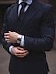 abordables Costumes Homme-Costumes de mariage bleus pour hommes, couleur unie, 2 pièces, vêtements de travail d&#039;affaires, coupe cintrée, double boutonnage, six boutons, 2024