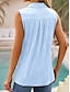 cheap Women&#039;s Blouses &amp; Shirts-Women&#039;s Shirt Camis Plain Work Daily Sleeveless Shirt Collar Light Blue Summer