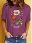 baratos T-Shirts de mulher-Mulheres Camiseta Floral Imprimir Férias Final de semana Moda Manga Curta Decote Redondo Preto Verão