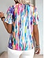 cheap Women&#039;s T-shirts-Women&#039;s T shirt Tee Ombre Paisley Daily Weekend Stylish Casual Short Sleeve V Neck Rainbow Summer