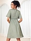 Χαμηλού Κόστους Print Φορέματα-Γυναικεία Φλοράλ Στρογγυλή Ψηλή Λαιμόκοψη Φουντωτό μανίκι Μίντι φόρεμα Κοντομάνικο Καλοκαίρι Άνοιξη