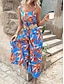 baratos Macacões de mulher-Mulheres Macacão Frente Única Bolsos Floral Decote V Férias Rua Diário Normal Sem Manga Azul S M L Verão