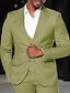 お買い得  スーツ-ライトグリーン スカイブルー グレー 男性用 結婚式 スーツ ソリッド 3点セット パーティー ドレス テイラーフィット シングルブレスト 二つボタン 2024年