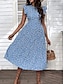 Χαμηλού Κόστους Print Φορέματα-Γυναικεία Καθημερινό φόρεμα Φόρεμα σε γραμμή Α Φλοράλ Με Βολάν Στάμπα Στρογγυλή Ψηλή Λαιμόκοψη Μίντι φόρεμα Στυλάτο Καθημερινό Καθημερινά Ημερομηνία Αμάνικο Καλοκαίρι