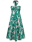 Χαμηλού Κόστους Print Φορέματα-Γυναικεία Καθημερινό φόρεμα Φόρεμα ριχτό από τη μέση και κάτω Φόρεμα σε γραμμή Α Φλοράλ Φύλλο Εξώπλατο Στάμπα Λαιμός Μακρύ Φόρεμα Μάξι Φόρεμα Στυλάτο Καθημερινό Καθημερινά Ημερομηνία Αμάνικο Καλοκαίρι