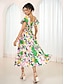 olcso Mintás ruhák-Női Sifon Sifon ruhák Swing ruha Virágos Elasztikus Fodrozott U-alakú Puffos Midi ruha Hawaii Alkalmi Randi Vakáció Féhosszú Nyár Tavasz