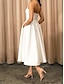 Χαμηλού Κόστους Κοκτέιλ Φορέματα-Γραμμή Α Κοκτέιλ Φορέματα Κομψό Φόρεμα Επισκέπτης γάμου Αποφοίτηση Κάτω από το γόνατο Αμάνικο Στράπλες Stretch Crepe με Χάντρες 2024