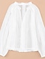 cheap Women&#039;s Blouses &amp; Shirts-Women&#039;s Shirt Blouse Cotton Plain Button Smocked Daily Casual Puff Sleeve Long Sleeve V Neck White Spring &amp; Summer