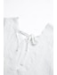 cheap Women&#039;s Blouses &amp; Shirts-Women&#039;s White Lace Blouse Backless Eyelet Tie Back Short Sleeve V Neck Elegant Wedding Summer