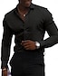 cheap Shirts-Men&#039;s Dress Shirt Regular Fit Long Sleeve Lapel Solid Color Cotton Blend Black White Blue 2023