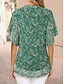 baratos Blusas e Camisas de mulher-Mulheres Camisa Social camisa Boho Blusa camponesa Floral Frufru Diário Férias Para Noite Elegante Boêmia Havaiana Mangas Evasê Manga Curta Gola Boba Verde Verão