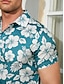 billige Hawaii-skjorte for menn-Herre Uformell skjorte Sommerskjorte Strandskjorte Hawaii skjorte Rød Blå Grønn Kortermet Blomst / Planter Knaphul Vår sommer Hawaiisk Ferie Klær Trykt mønster